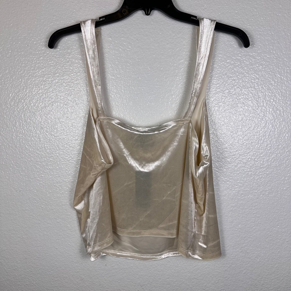 Wild Fable Womens 2X Velvet Cami Tank Top Champagne Beige Square Neck Cropped - Picture 2 of 5